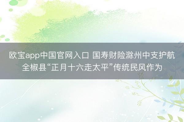 欧宝app中国官网入口 国寿财险滁州中支护航全椒县“正月十六走太平”传统民风作为