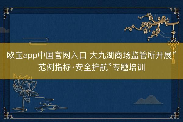 欧宝app中国官网入口 大九湖商场监管所开展“范例指标·安全护航”专题培训