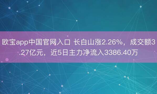 欧宝app中国官网入口 长白山涨2.26%，成交额3.27亿元，近5日主力净流入3386.40万