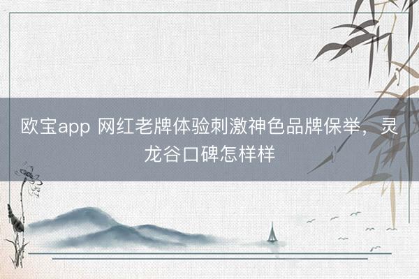 欧宝app 网红老牌体验刺激神色品牌保举，灵龙谷口碑怎样样