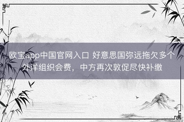 欧宝app中国官网入口 好意思国弥远拖欠多个外洋组织会费，中方再次敦促尽快补缴