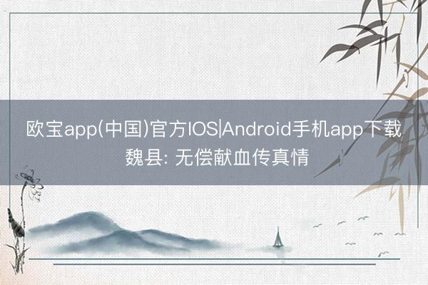 欧宝app(中国)官方IOS|Android手机app下载 魏县: 无偿献血传真情