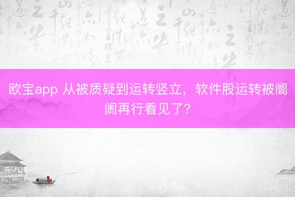 欧宝app 从被质疑到运转竖立，软件股运转被阛阓再行看见了？