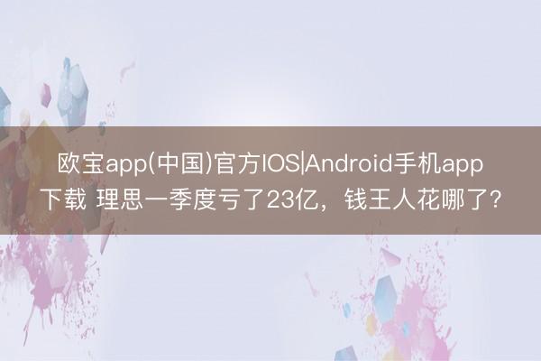 欧宝app(中国)官方IOS|Android手机app下载 理思一季度亏了23亿，钱王人花哪了？