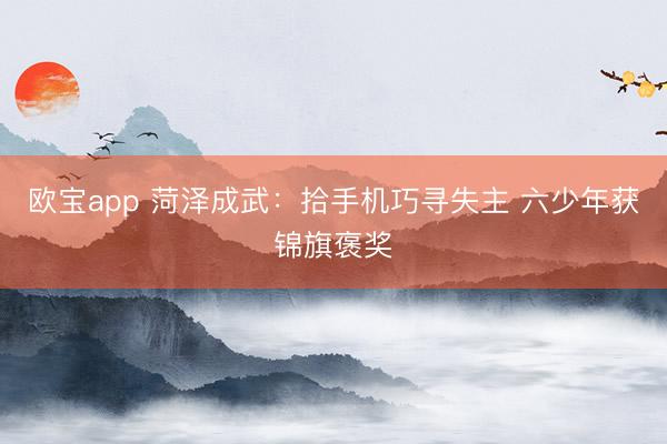 欧宝app 菏泽成武：拾手机巧寻失主 六少年获锦旗褒奖