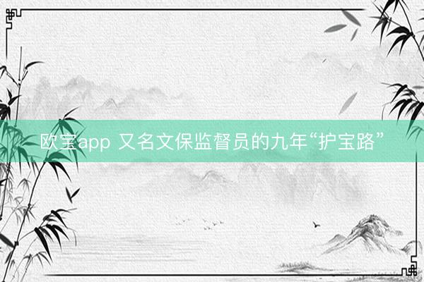欧宝app 又名文保监督员的九年“护宝路”