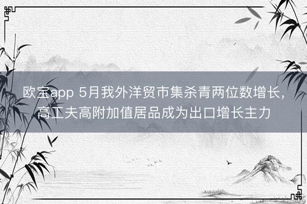 欧宝app 5月我外洋贸市集杀青两位数增长，高工夫高附加值居品成为出口增长主力